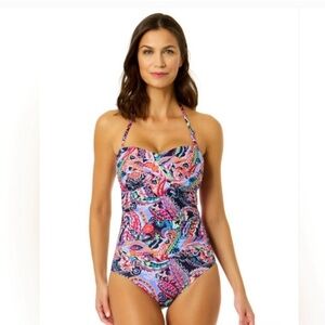 Anne Cole Paisley One Piece Swimsuit Women’s Size 10